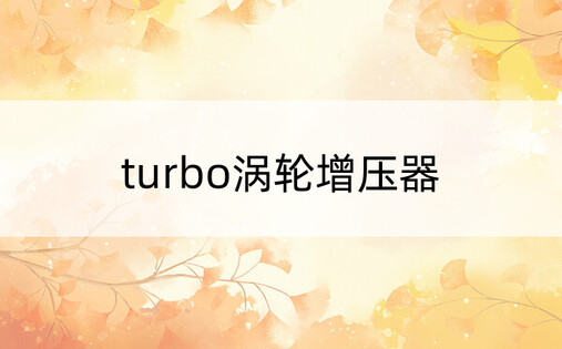 turbo涡轮增压器