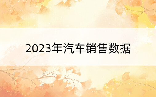 2023年汽车销售数据