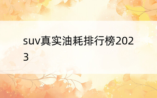 suv真实油耗排行榜2023