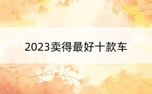 2023卖得最好十款车