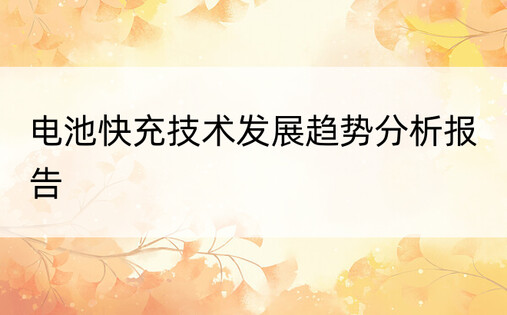 电池快充技术发展趋势分析报告