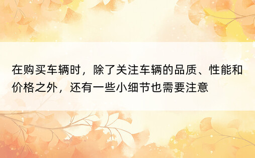 在购买车辆时，除了关注车辆的品质、性能和价格之外，还有一些小细节也需要注意