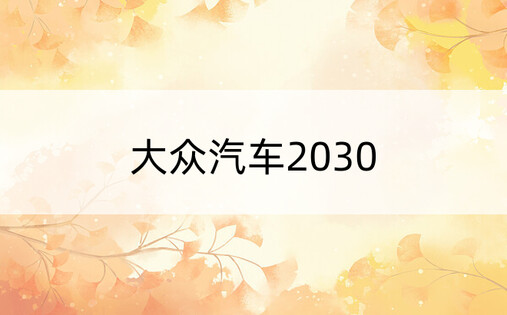 大众汽车2030